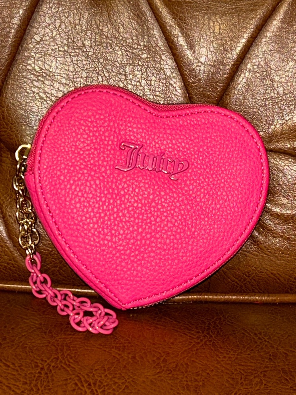 Juicy Couture Bright Pink Heart Coin Purse